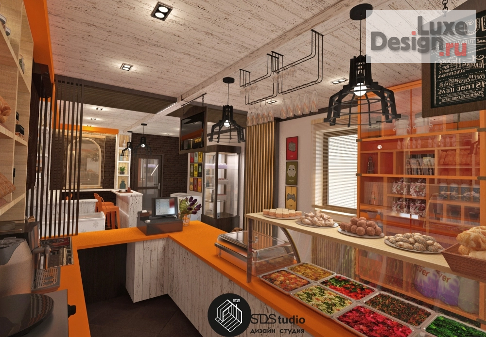 Дизайн интерьера кафе "Один из вариантов эскизного проекта для придорожного кафе- маркета." (фото 2)