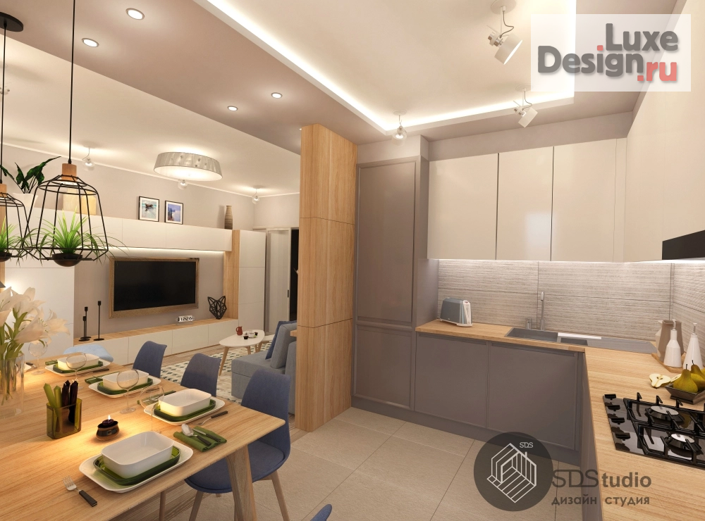 Дизайн интерьера трехкомнатной квартиры "Студия дизайна интерьера SDStudio. Квартира для молодой семьи, г. Наб. Челны. Новый город 9 комплекс, студия дизайна интерьера SDStudio." (фото 3)