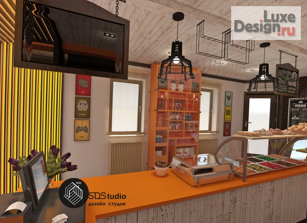 Дизайн интерьера кафе "Один из вариантов эскизного проекта для придорожного кафе- маркета." (фото 7)