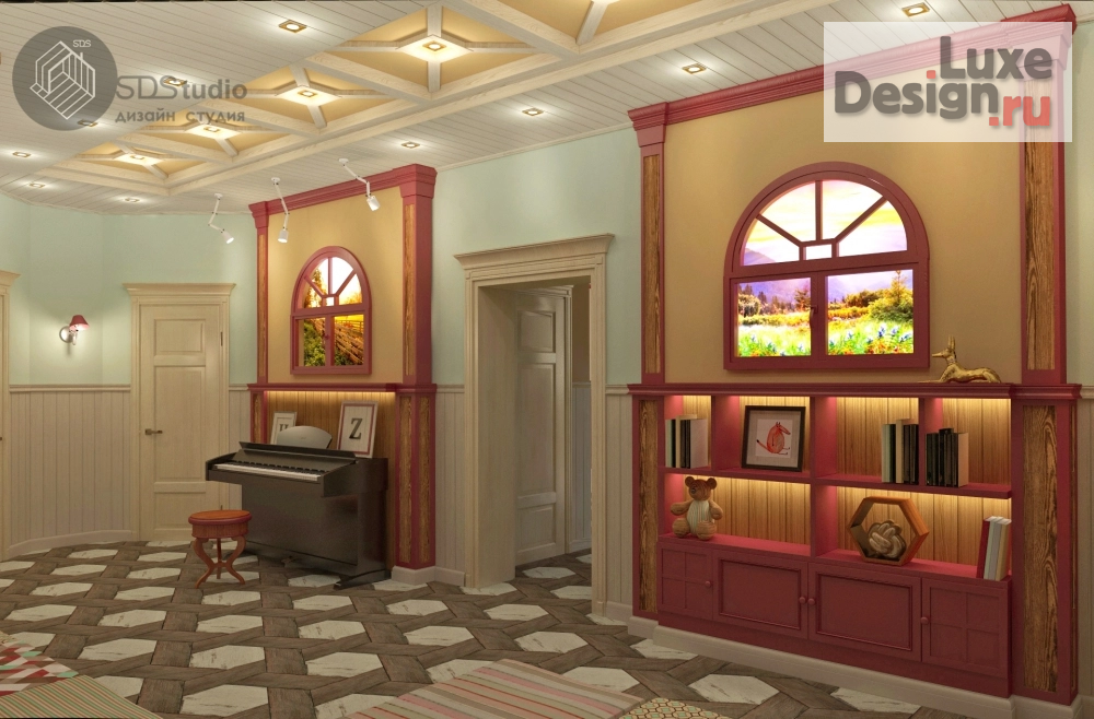 Дизайн интерьера загородного дома " Игровая комната для двух девочек, цокольный этаж загородного дома "Сосновый Бор"" (фото 2)