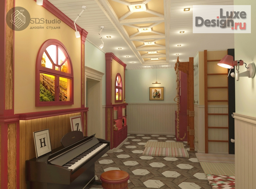 Дизайн интерьера загородного дома " Игровая комната для двух девочек, цокольный этаж загородного дома "Сосновый Бор"" (фото 1)