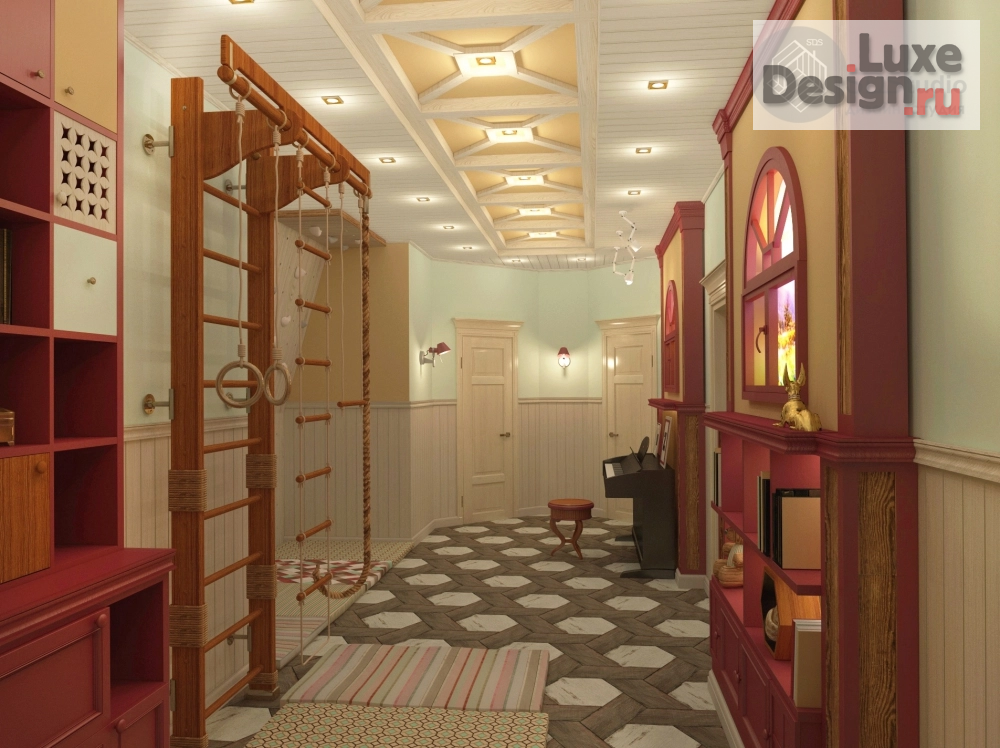 Дизайн интерьера загородного дома " Игровая комната для двух девочек, цокольный этаж загородного дома "Сосновый Бор"" (фото 3)