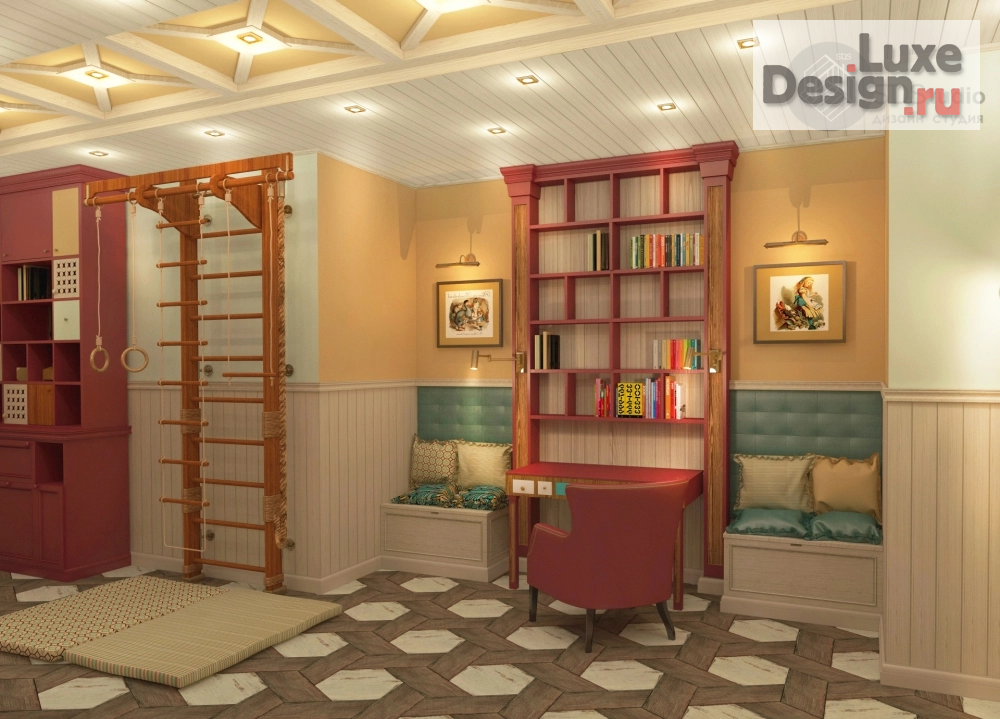 Дизайн интерьера загородного дома " Игровая комната для двух девочек, цокольный этаж загородного дома "Сосновый Бор"" (фото 6)