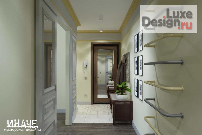 Дизайн интерьера трехкомнатной квартиры "К светлому будущему (г. Набережные Челны) " (фото 1) от дизайнера Шамсутдинова Эльвира Дизайн интерьера трехкомнатной квартиры "К светлому будущему (г. Набережные Челны) " (фото 1)