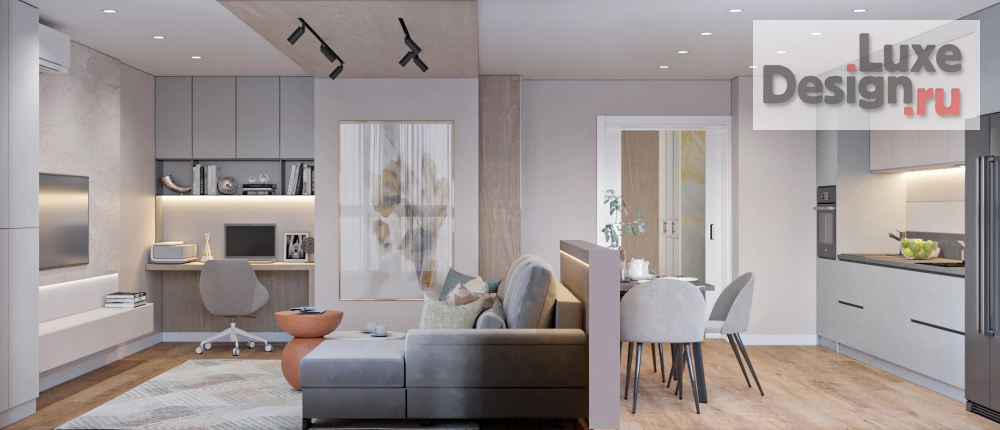 Дизайн интерьера гостиной "Гостиная совмещенная с кухней в современном стиле" (фото 2)