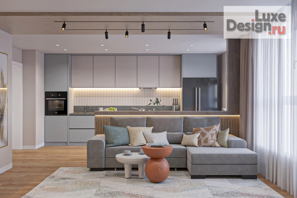 Дизайн интерьера гостиной "Гостиная совмещенная с кухней в современном стиле" (фото 5)